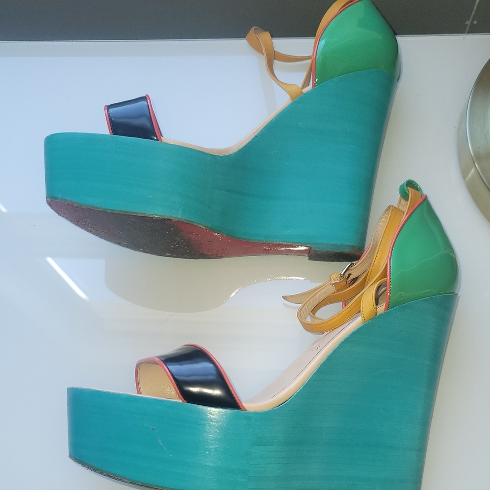 Christian Louboutin Color Block Wedge Sandals Siz… - image 3